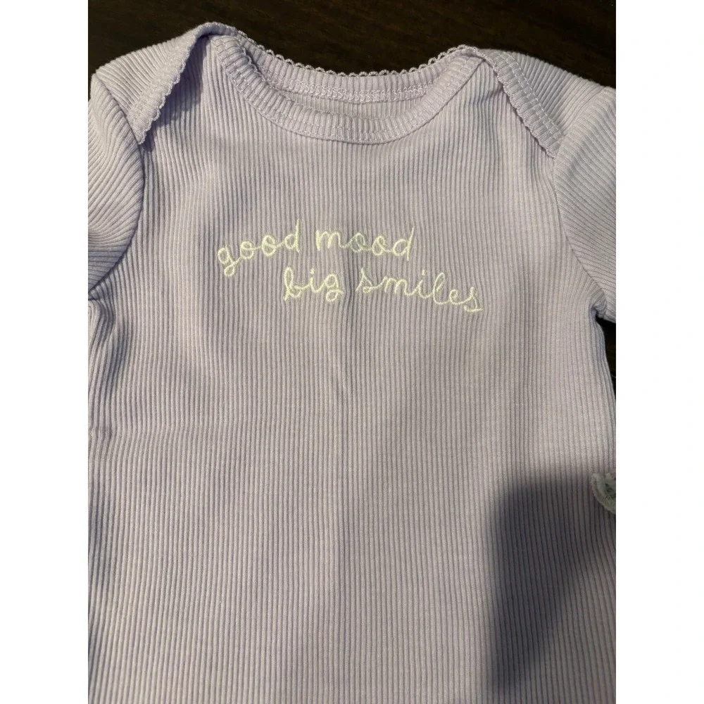 Carters Child of Mine Baby Girls 3 Piece Set Purple Floral Bodysuit 0-3 Months